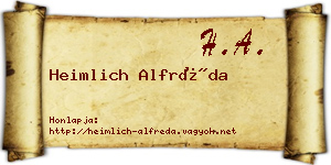 Heimlich Alfréda névjegykártya